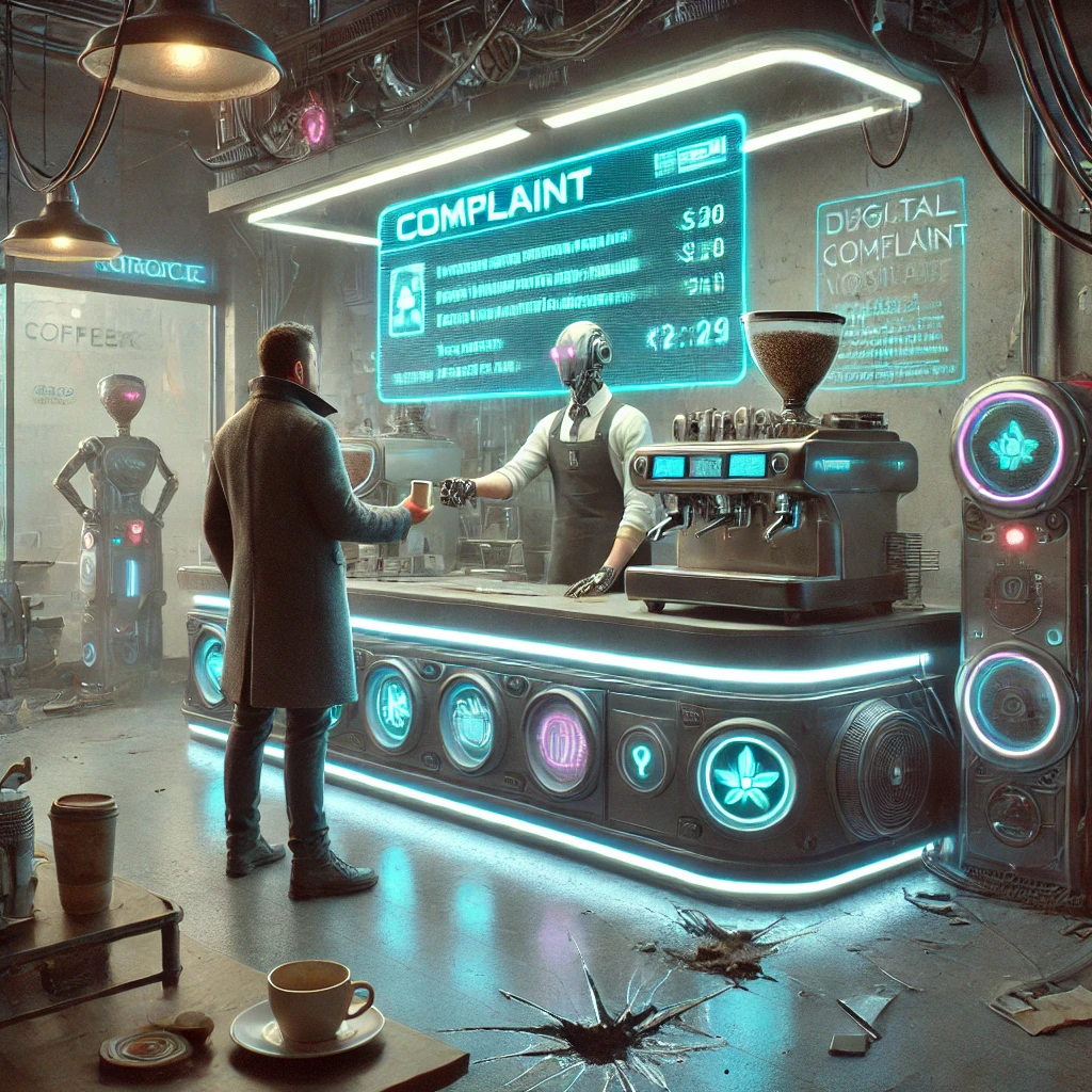 Coffee shop wit ha customer complaint being handled